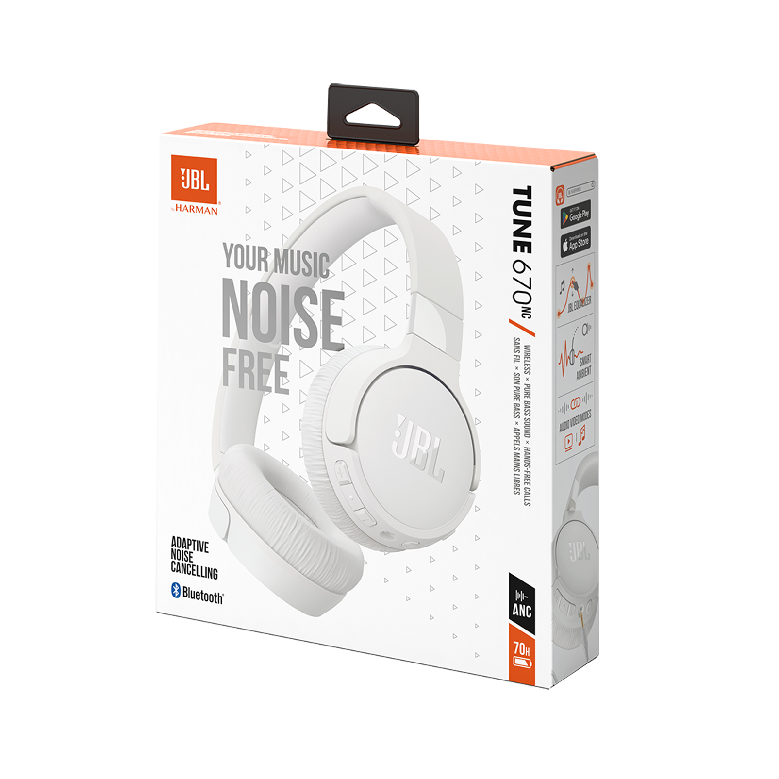 JBL Tune 670NC - White - Adaptive Noise Cancelling Wireless On-Ear Headphones - Detailshot 10